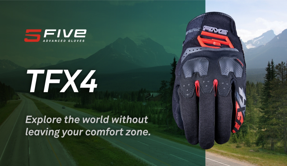 FIVE(ファイブ):グローブ TFX4 GREY/RED S 3841300108105 FIVE　グローブ　 TFX4 | ファイブ(FIVE) バイクグローブ ブラック&frasl;レッド (サイズ:XL